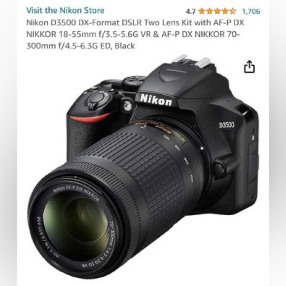 NEW Nikon D3500 DX-Format DSLR Two Lens Kit